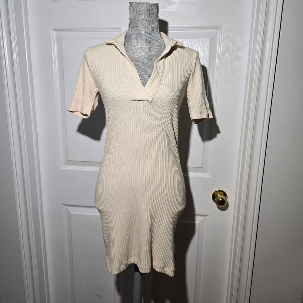 REFORMATION ribbed knit polo dress